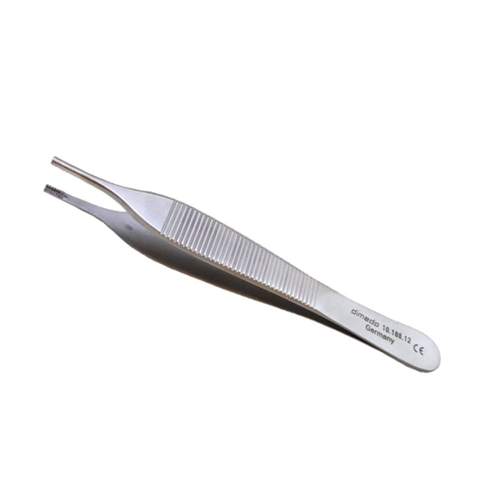 Pince Adson Brown Dimeda - 12cm (sans dents, mors striés)