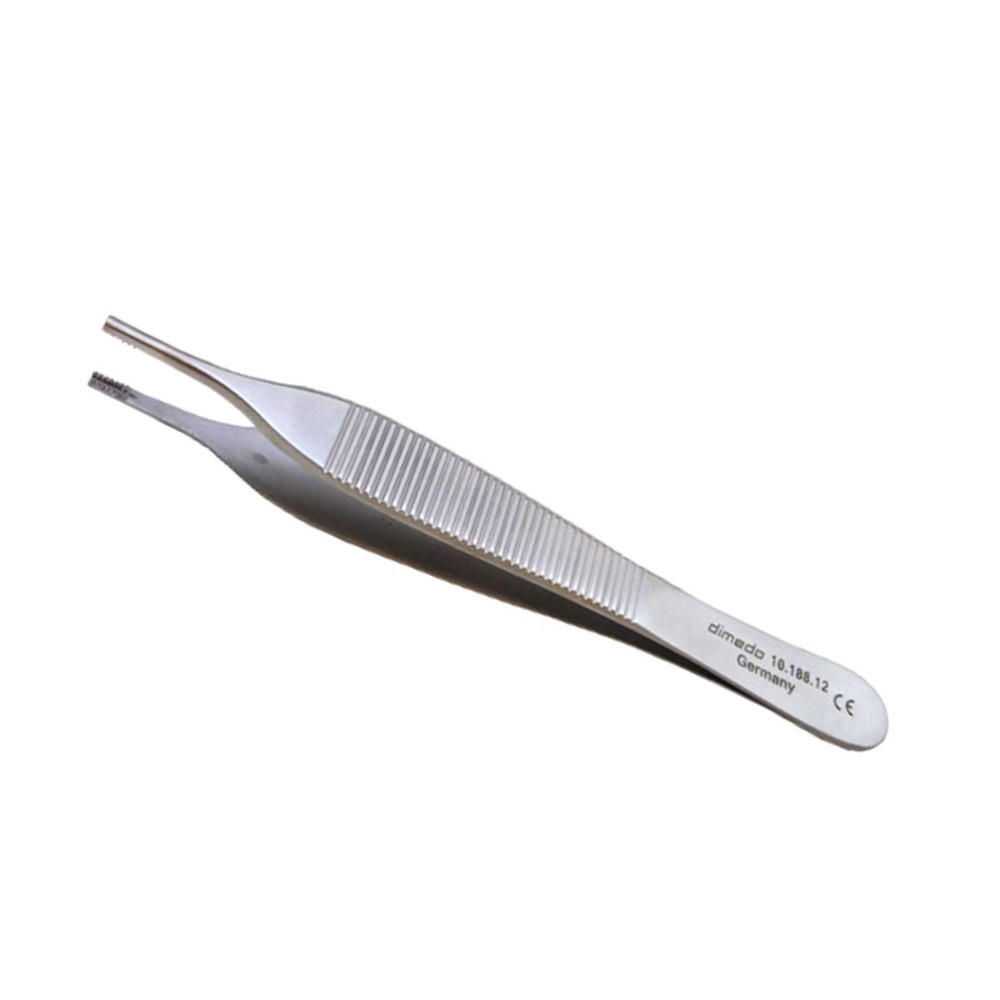 Pince Adson Brown Dimeda - 12cm (sans dents, mors striés)